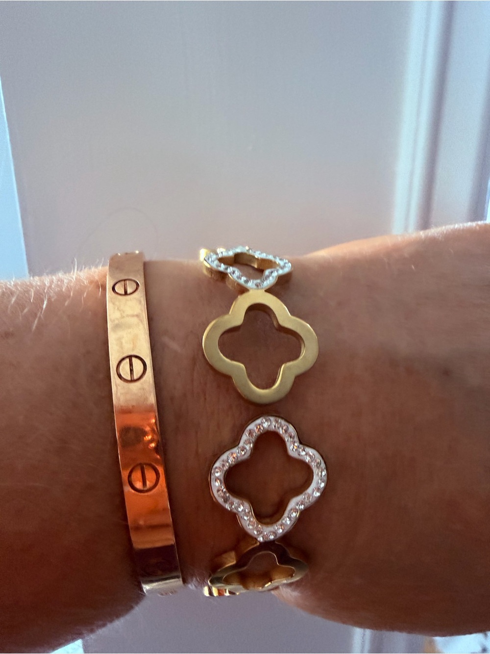 Gold Bracelet with Sparkling Crystal Accents